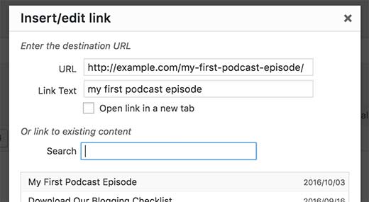Internal linking in WordPress