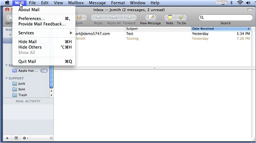 Select Mail and then Preferences